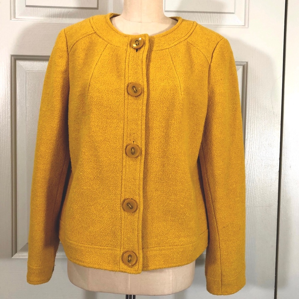 Focus 5 Buttons Mustard Gold Lined Jacket Size 14